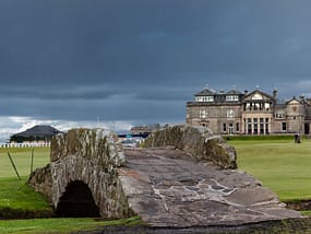 The famous Swilcan bridge on St Andrews Old Course,